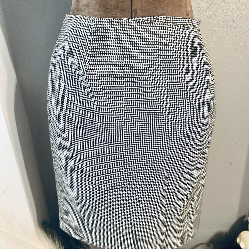 Briggs New York Womens Houndstooth‎ Pencil Skirt Black White vintage Size 8